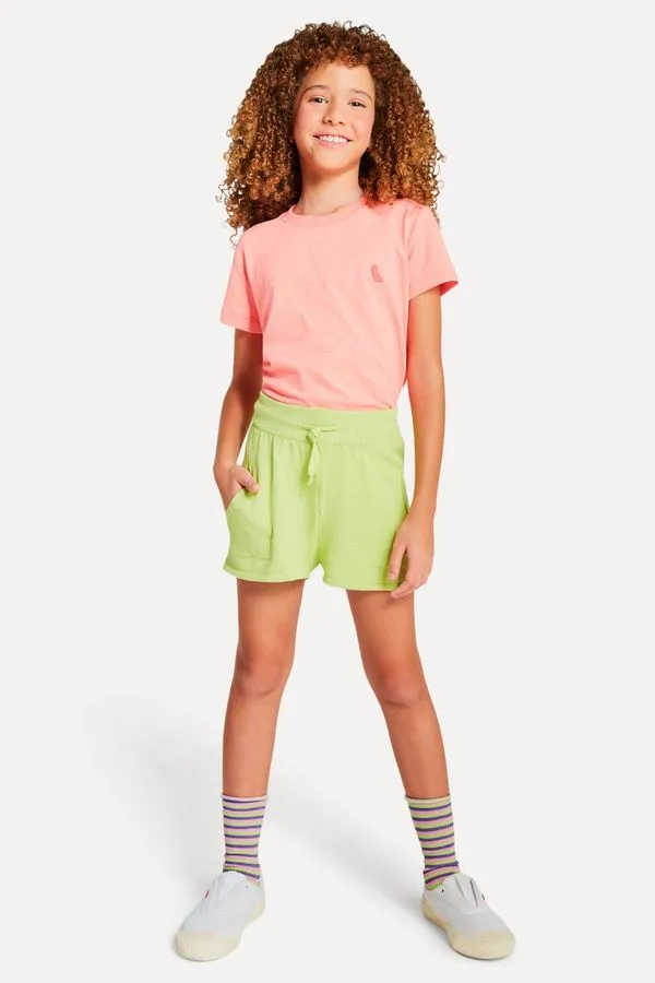 Short Menina Tricot Colors Verde Lima - 18