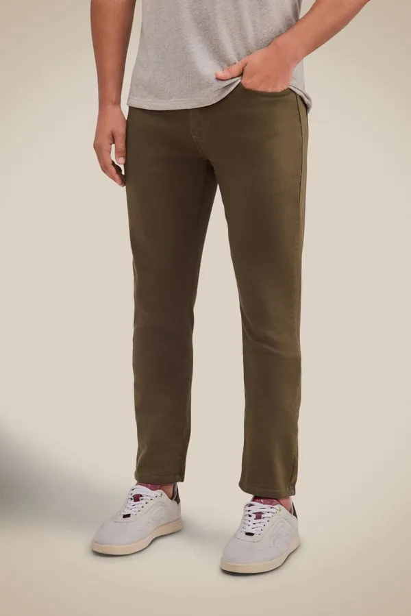 Calça Sarja 5 Pockets Elastano Skinny Color Militar - 42