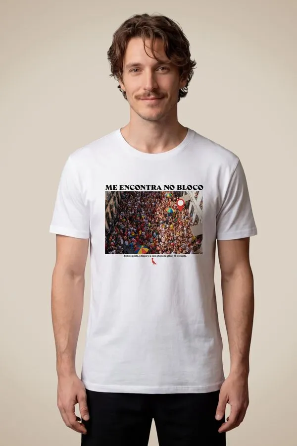 Camiseta Est Me Encontra No Bloco Branco - P