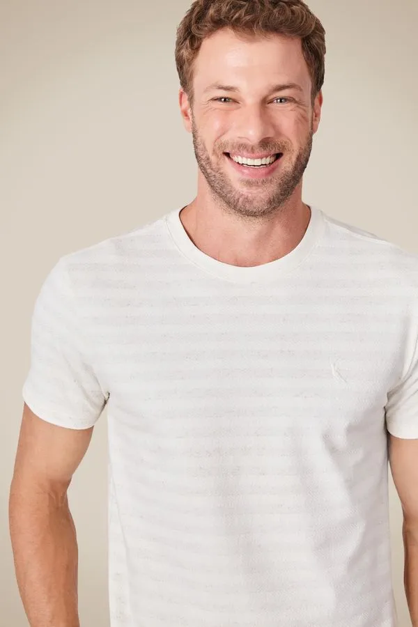 Camiseta Regular Listrado Naturale Natural/Linho - G