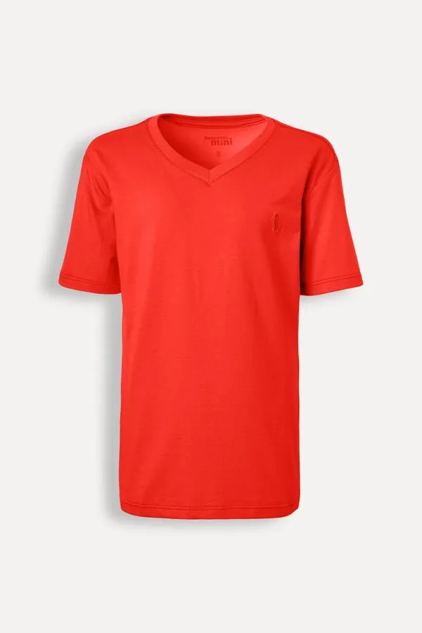 Camiseta Mc Mini Gola V Lisa Vermelho - 18