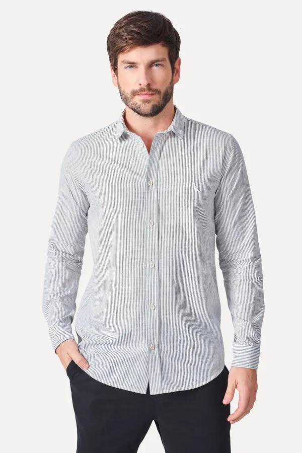 Camisa Ml Listrado Camp Off White - Ggg
