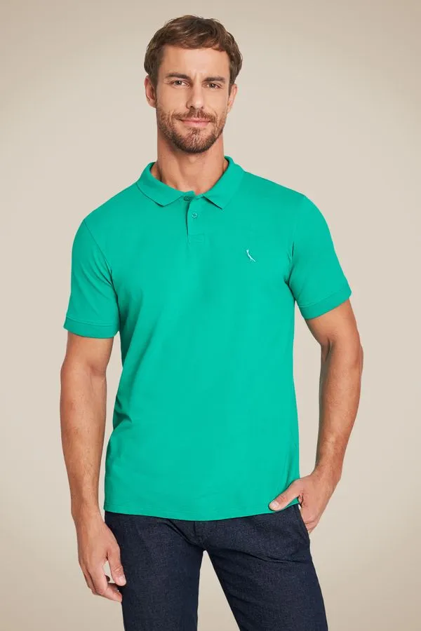 Polo Piquet Pima Verde Bandeira - M