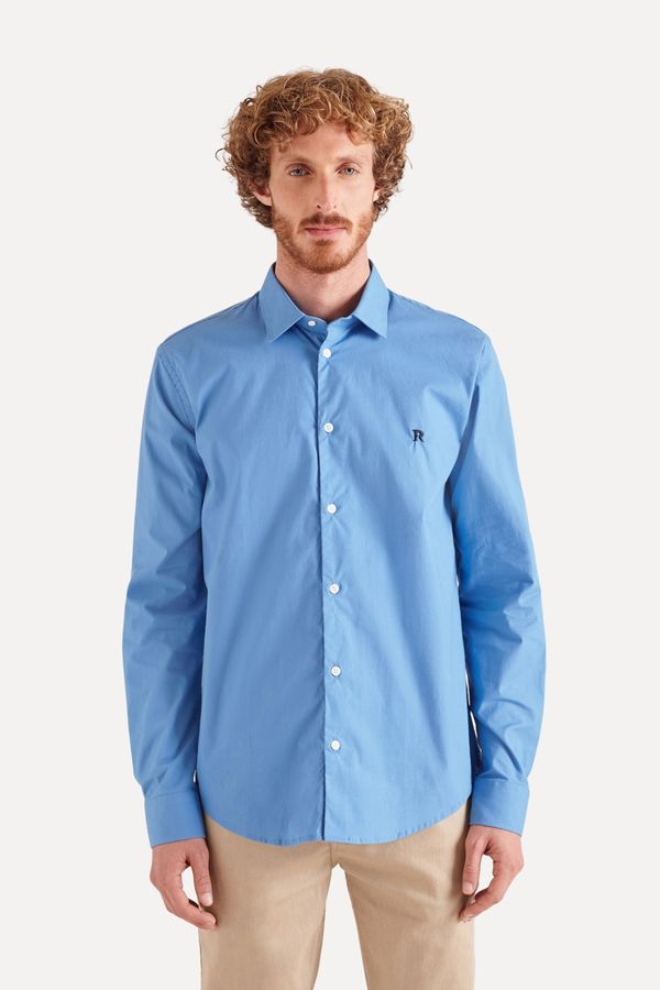 Camisa Ml Enxuto Elastano R Azul Médio - Ggg