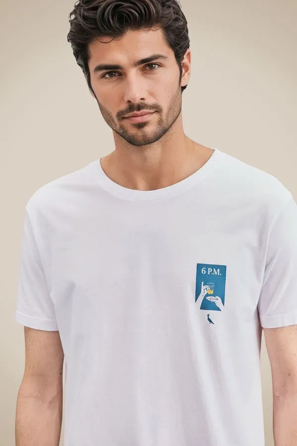 Camiseta Slim Estampada Copinho 6am Branco - Ggg