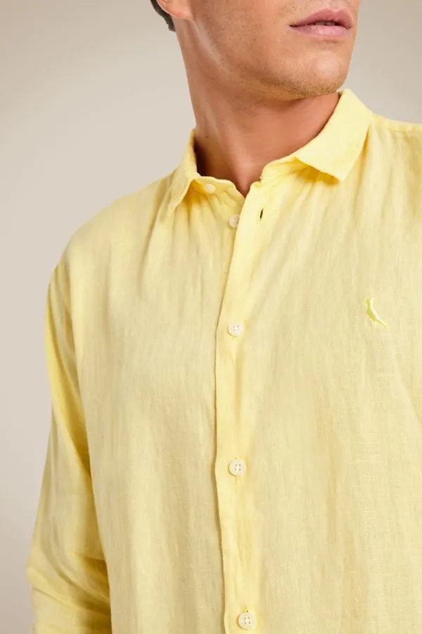 Camisa Pf Ml Linho Amarelo Claro - M