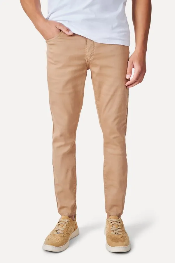 Calca Super Skinny Color Khaki Escuro - 40