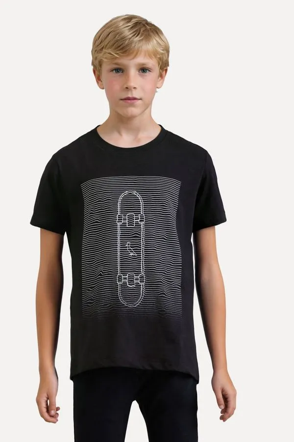 Camiseta Mini Estampa Skate Waves Preto - 08