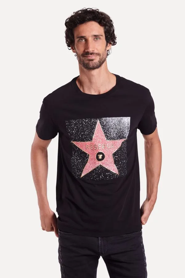 Camiseta Estampada Calcada Da Fama Preto - P