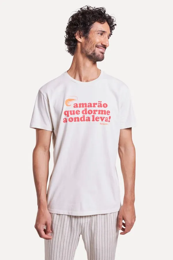 Camiseta Estampada Camarao Off White - G