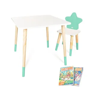 Kit Mesa e Cadeira Infantil Estrela G Verde Claro