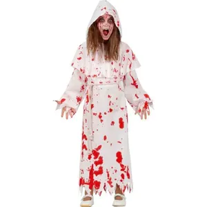 Fantasia Freira Infantil Halloween pra Meninas e Meninos com Sangue G / Branco