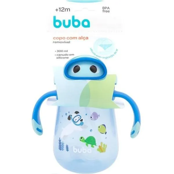 Copo Mergulho Valvula Anticolica 300ML Buba Azul