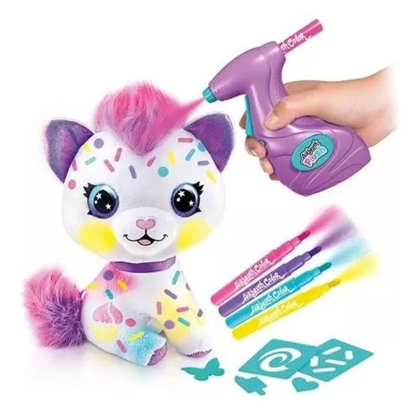 Pelúcia Gatinha Kitty para Pintar e Lavar Air Brush - FUN