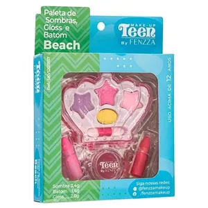 Maquiagem Infantil Paleta Sombras Gloss E Batom Beach Fenzza