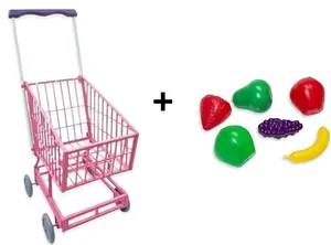Kit Cozinha Infantil Carrinho de Supermercado e Frutas