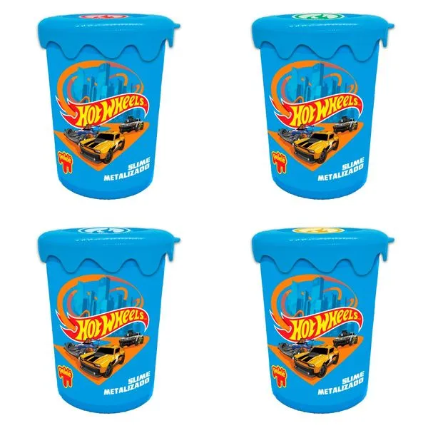 4X SLIME METALIZADO 180G - HOT WHEELS - DOCE BRINQUEDO