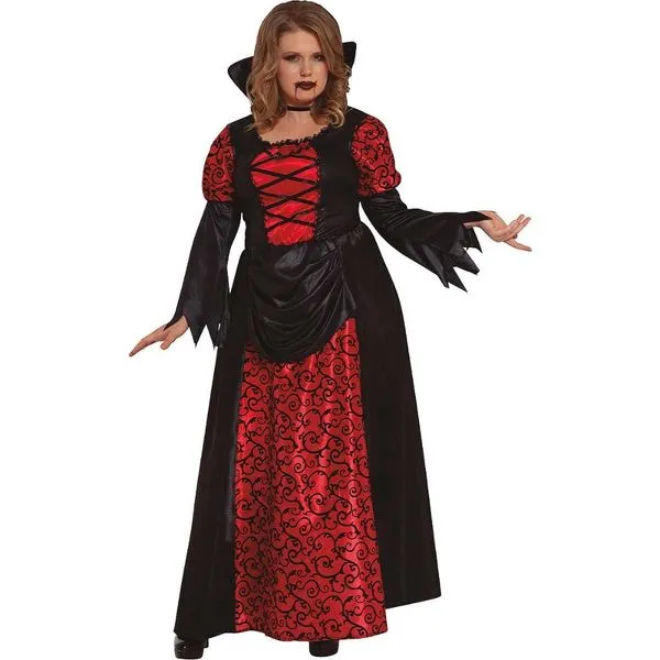 Fantasia Vampira Feminina de Halloween Vitoriana de Luxo M / Preto