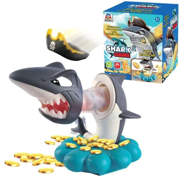 Jogo Shark Game Tubarão Pirata, Braskit, 2 a 4 Jogadores, Crianças +4 Anos