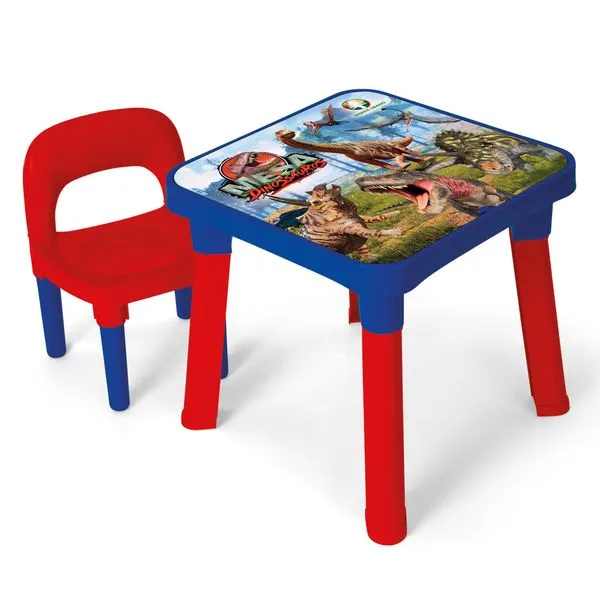 Mesinha com Cadeira Infantil - Dinossauros - Azul - Monte LIbano