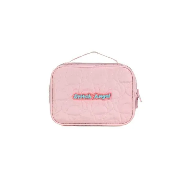 Estojo Escolar Feminino Grande Stitch & Angel Rosa Claro U / Rosa claro