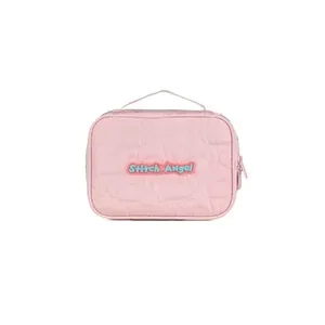 Estojo Escolar Feminino Grande Stitch & Angel Rosa Claro U / Rosa claro