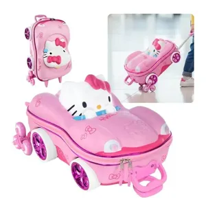 Mochila com Rodas - Hello Kitty - Mala Infantil 3D em Formato de Carro - Rosa - Volta às Aulas - Diplomata
