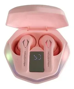 Fone de Ouvido Gamer sem Fio Bluetooth 5.1 Wireless Microfone Cor Rosa