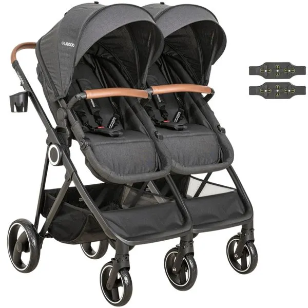 Carrinho Kiddo para Gemeos Duplo Cosmos Melange Preto