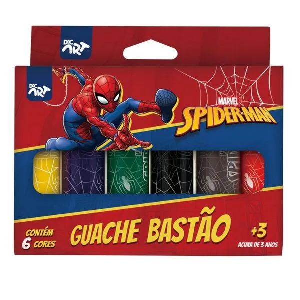 TINTA GUACHE 6 CORES BASTÃO HOMEM ARANHA 4759DAC