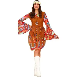 Roupa Hippie Adulta Fantasia Classica Retro Carnaval Festa pp / MARROM