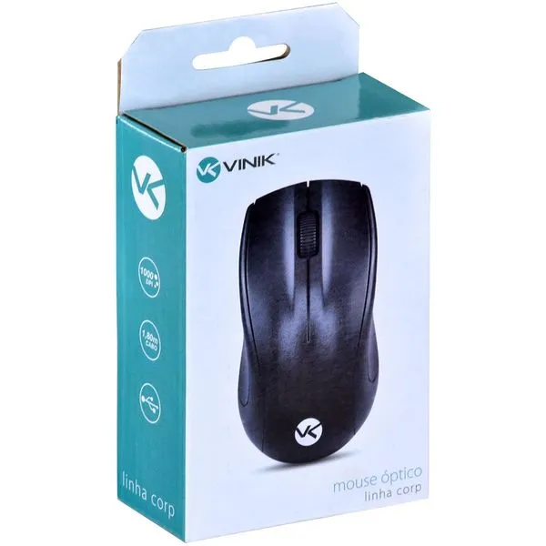 Mouse Óptico Corp 1000 DPI PRETO USB Cabo 1.8M  CM100