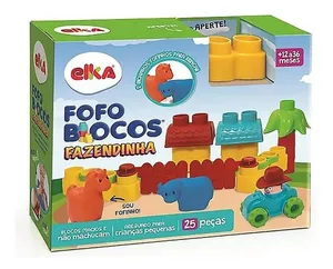 Brinquedo Educativo Fazendinha Blocos de Montar 25 Peças Elka