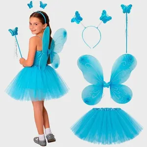Fantasia Carnaval Criança Kit Asa Borboletinha Fada Fadinha Azul