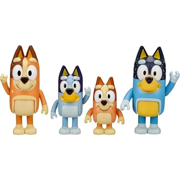 BLUEY E FAMILIA - KIT DE 4 BONECOS COLECIONÁVEIS 6CM - CANDIDE