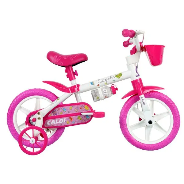 Bicicleta ARO 12 - Cecizinha - Rosa e Branca - Caloi