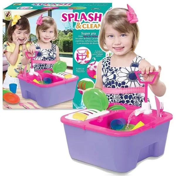 Brinquedo Pia Lava louças Infantil Splash e Clean