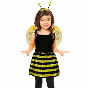 Fantasia Abelha Infantil Com Asas Antenas Saia e Varinha Único / Amarelo