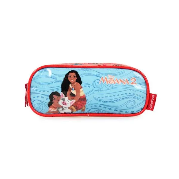 Estojo Escolar Feminino Disney Moana Rosa 3 Compartimentos U / Rosa