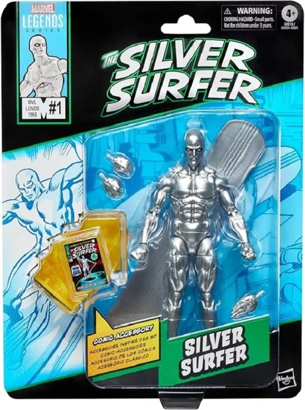 Surfista Prateado Silver Surfer Com Mini Comic Marvel Legends Series Retro 15 Cm Articulado – Hasbro