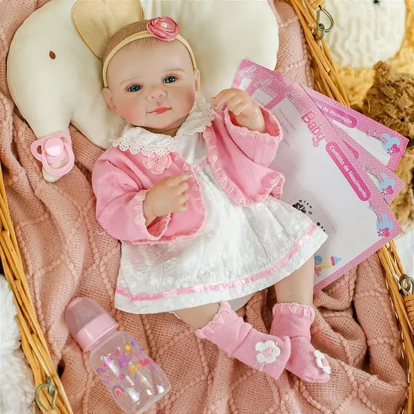Boneca Bebê Reborn Menina - Nala 45 cm Corpo 100% Vinil 1950