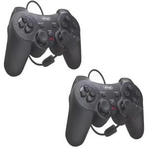 Combo 2 Controles Joystick Manete ps2 ps1 Plug And Play dualshock Preto com Fio