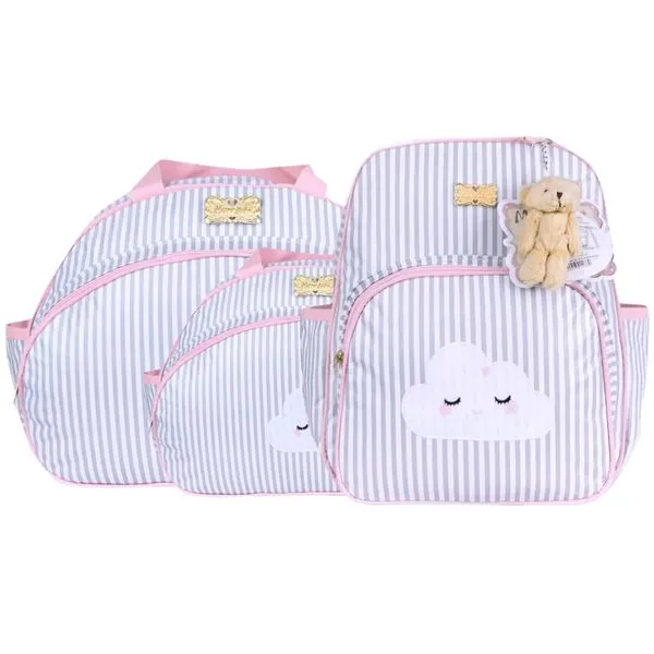 Kit Bolsas Maternidade Mave Baby 225/226 Cinza e Rosa
