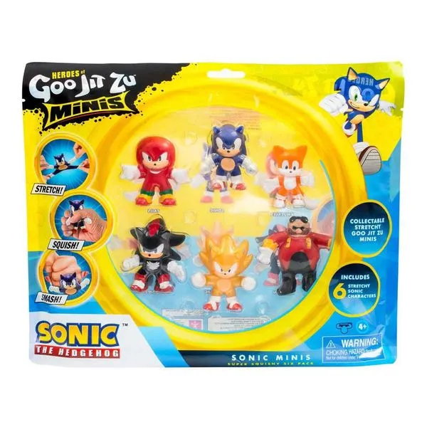 Mini Figura - Sonic - Pack com 6 - Goo Jit Zu - Modelos Unitários Sortidos - Sunny