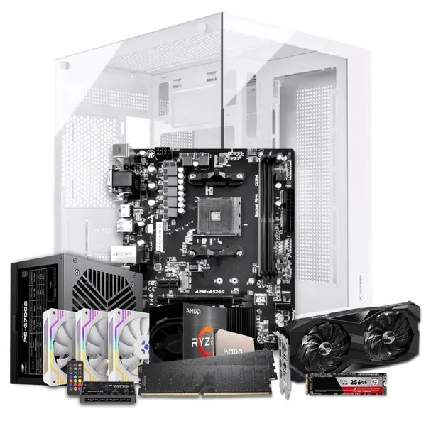 PC Gamer Ryzen 7 5700 RX 7600 8GB 16GB NVMe 256GB Cor White