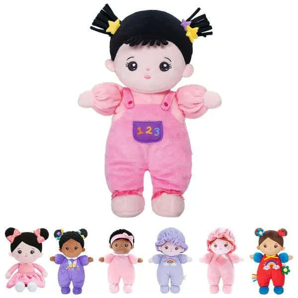 Boneca de Bebê de Pelúcia OUOZZZ para Meninas - Boneca Macia para Dormir e Cuidar - Cabelo Preto Asiático - Brinquedo para Crianças