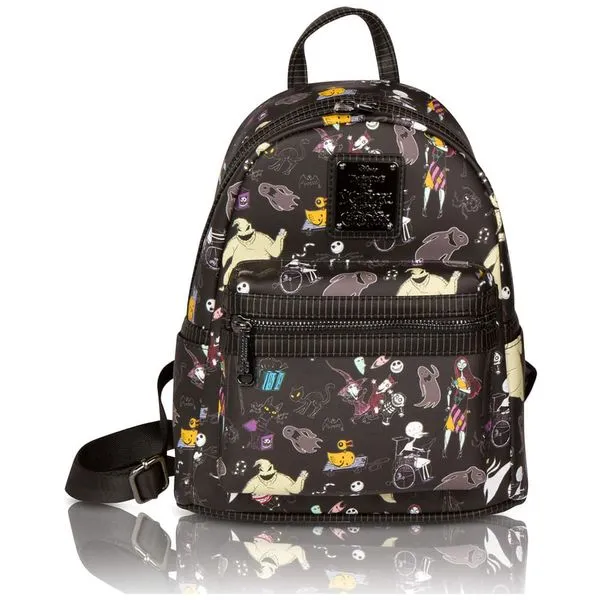 Mini Mochila Escolar Infantil Loungefly Disney Mundo de Jack para Crianças a Partir de 12 Anos, Preta 110v