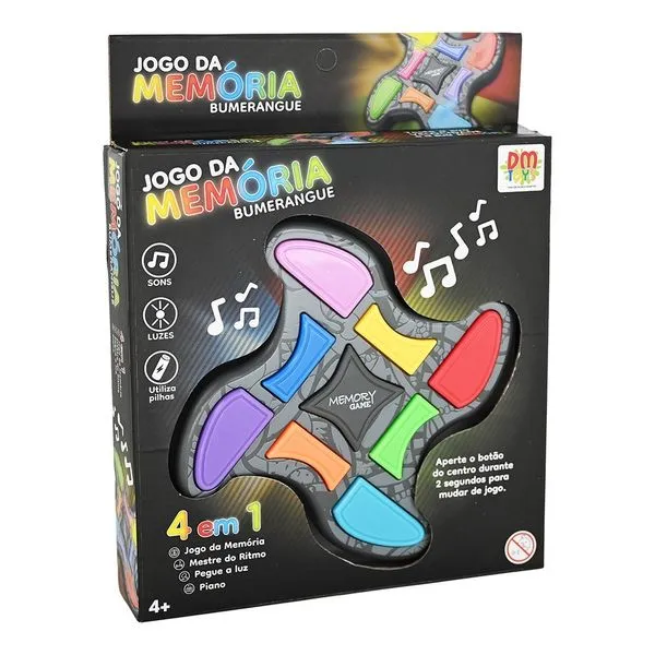 Jogo da Memória Eletrônico Bumerangue 4 em 1 com Luz e Som DM Toys DMGO6920