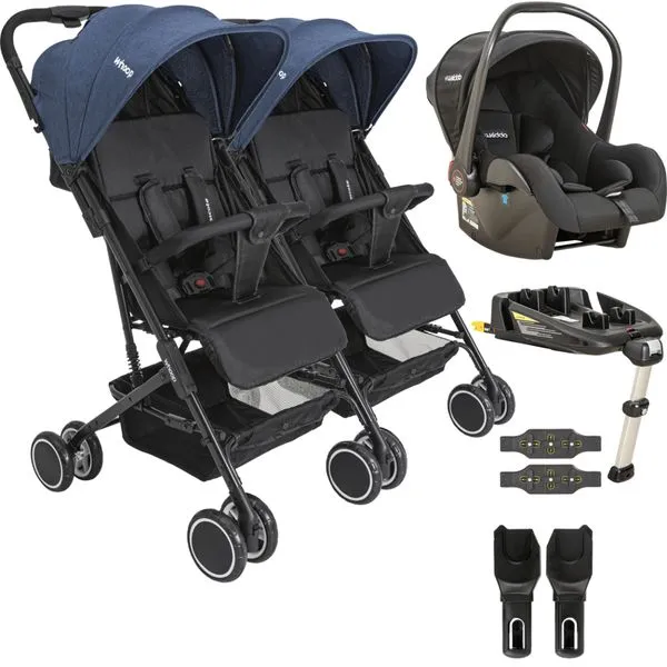 Carrinho Kiddo de Gemeos Bebe Conforto Base ISOFIX Mascote Marinho