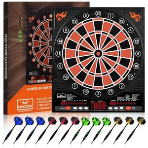 Jogo de Dardos Eletrônico, Placar Eletrônico, Conjunto de Dardos com Pontas Macias, Display LCD, 12 Dardos e Pontas Extras, Até 8 Jogadores, VONEZONE 110v